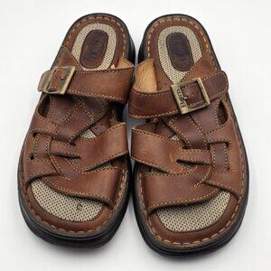 Born Shoes Womens Size 8 Brown Leather Fisherman Sandals Comfort Buckle Mexico